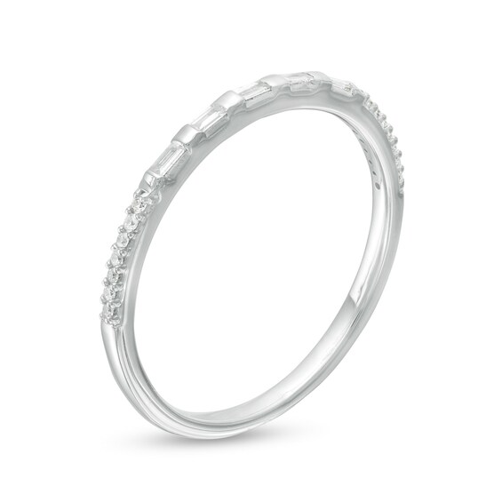 1/8 CT. T.w. Baguette and Round Diamond Anniversary Band in 10K White Gold
