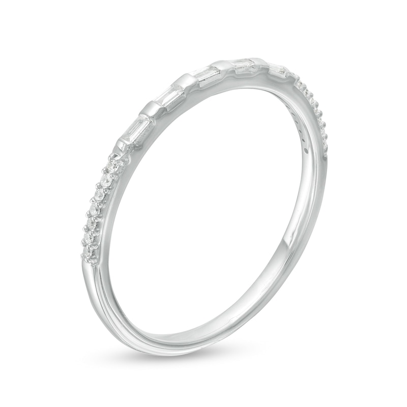 Main Image 3 of 1/8 CT. T.W. Baguette and Round Diamond Anniversary Band in 10K White Gold