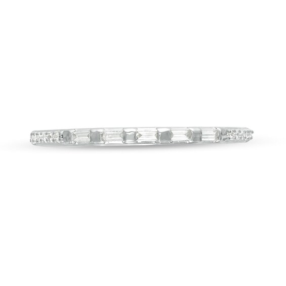 1/8 CT. T.w. Baguette and Round Diamond Anniversary Band in 10K White Gold