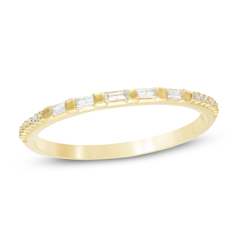 Main Image 1 of 1/8 CT. T.W. Baguette and Round Diamond Anniversary Band in 10K Gold