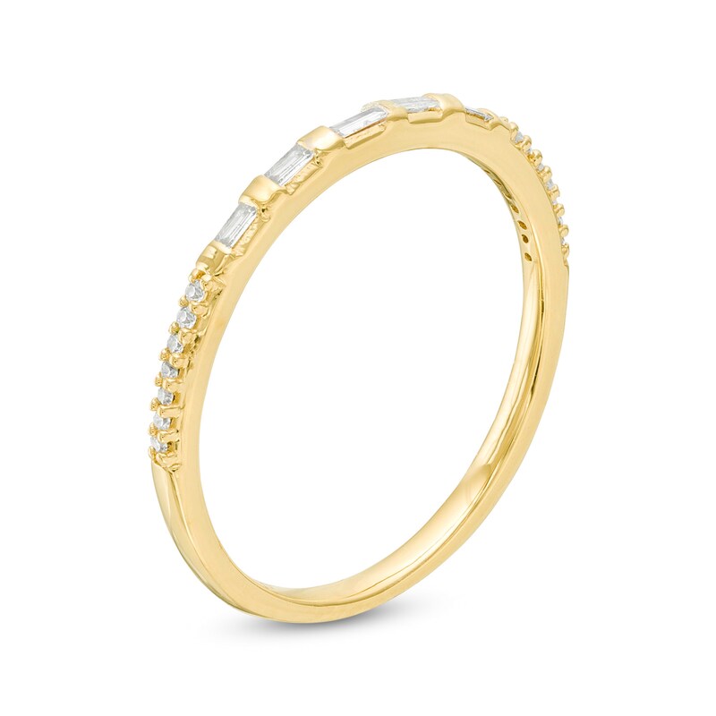 Main Image 3 of 1/8 CT. T.W. Baguette and Round Diamond Anniversary Band in 10K Gold