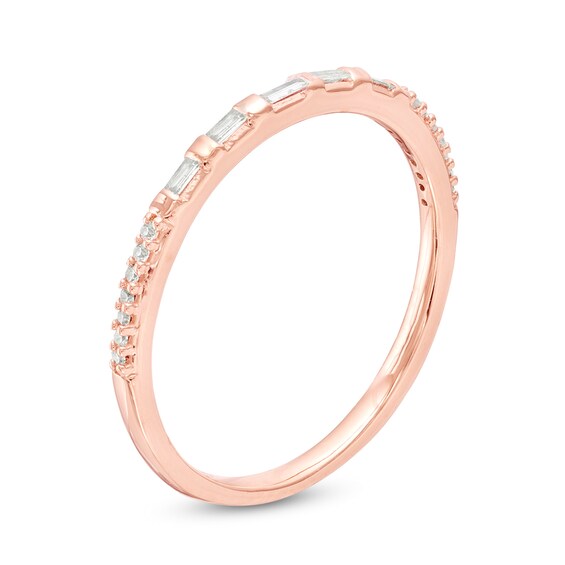 1/8 CT. T.w. Baguette and Round Diamond Anniversary Band in 10K Rose Gold