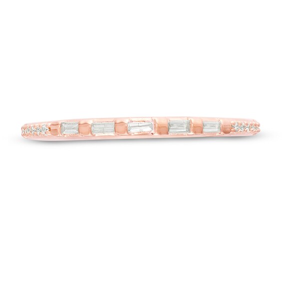 1/8 CT. T.w. Baguette and Round Diamond Anniversary Band in 10K Rose Gold