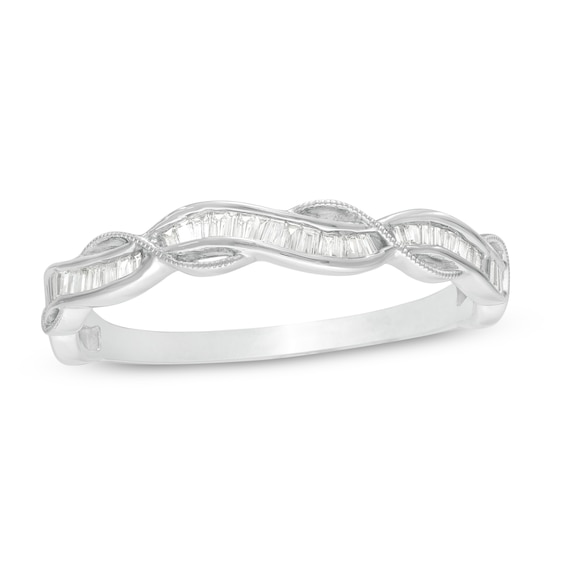 1/6 CT. T.w. Baguette Diamond Vintage-Style Twist Anniversary Band in 10K Gold