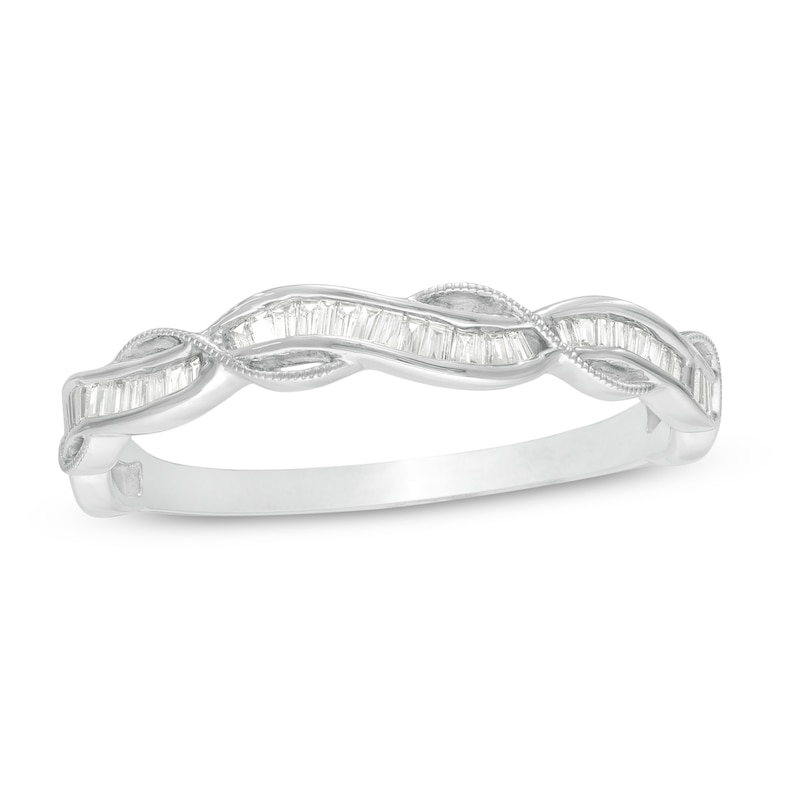 Main Image 1 of 1/6 CT. T.W. Baguette Diamond Vintage-Style Twist Anniversary Band in 10K White Gold