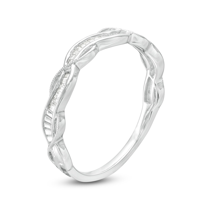 1/6 CT. T.W. Baguette Diamond Vintage-Style Twist Anniversary Band in 10K White Gold