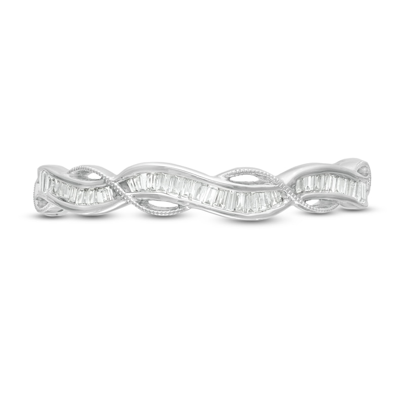 1/6 CT. T.W. Baguette Diamond Vintage-Style Twist Anniversary Band in 10K White Gold