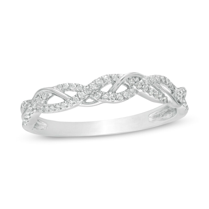Main Image 1 of 1/6 CT. T.W. Diamond Twist Anniversary Band in 10K White Gold
