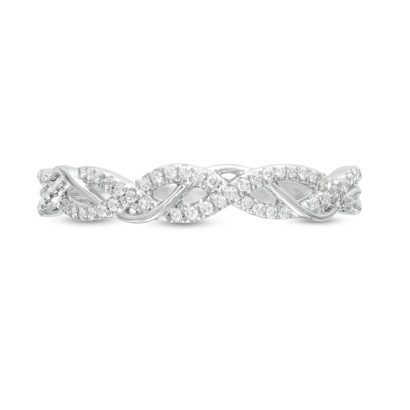 Main Image 4 of 1/6 CT. T.W. Diamond Twist Anniversary Band in 10K White Gold
