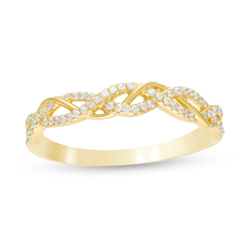 Main Image 1 of 1/6 CT. T.W. Diamond Twist Anniversary Band in 10K Gold
