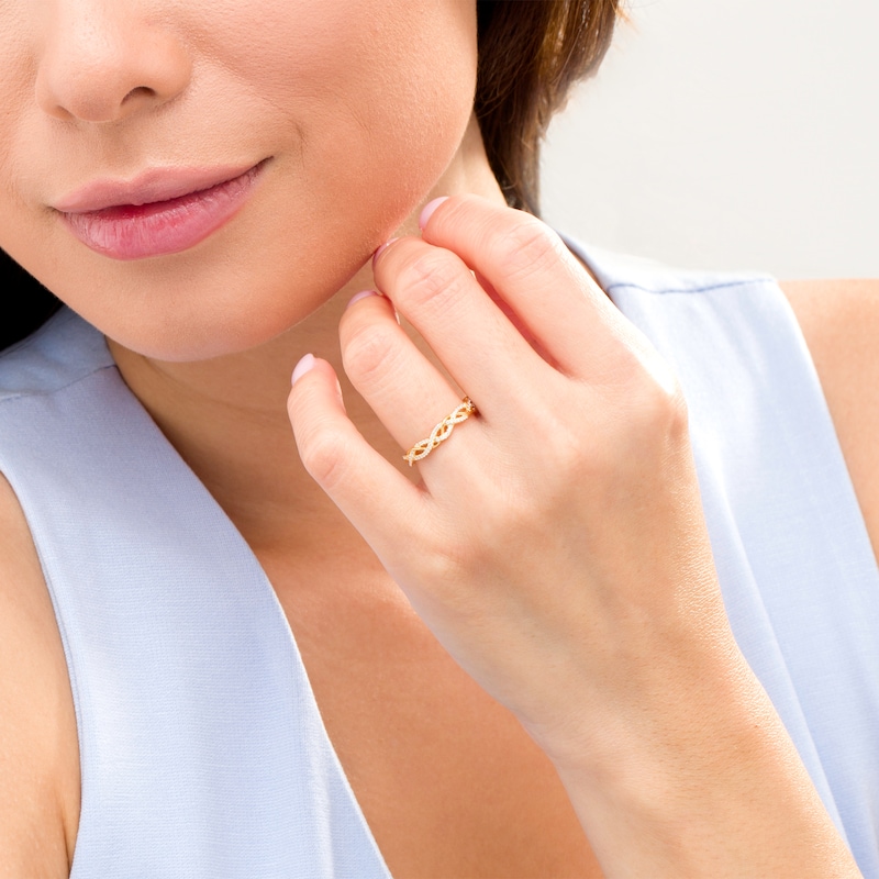 Main Image 2 of 1/6 CT. T.W. Diamond Twist Anniversary Band in 10K Gold