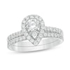 Thumbnail Image 1 of 1 CT. T.W. Pear-Shaped Multi-Diamond Frame Bridal Set in 10K White Gold