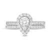 Thumbnail Image 4 of 1 CT. T.W. Pear-Shaped Multi-Diamond Frame Bridal Set in 10K White Gold