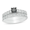 Thumbnail Image 1 of 1 CT. T.W. Enhanced Black and White Diamond Bridal Set in 10K White Gold