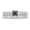 Thumbnail Image 4 of 1 CT. T.W. Enhanced Black and White Diamond Bridal Set in 10K White Gold