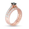 Thumbnail Image 3 of 1 CT. T.W. Enhanced Black and White Diamond Bridal Set in 10K Rose Gold
