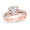 Thumbnail Image 1 of 1/2 CT. T.W. Composite Diamond Heart-Shaped Frame Bridal Set in 10K Rose Gold