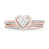 Thumbnail Image 4 of 1/2 CT. T.W. Composite Diamond Heart-Shaped Frame Bridal Set in 10K Rose Gold