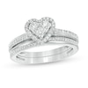 Thumbnail Image 1 of 1/2 CT. T.W. Composite Diamond Heart-Shaped Frame Bridal Set in 10K White Gold