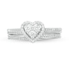 Thumbnail Image 4 of 1/2 CT. T.W. Composite Diamond Heart-Shaped Frame Bridal Set in 10K White Gold