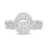 Thumbnail Image 4 of 1 CT. T.W. Diamond Double Oval Frame Twist Shank Bridal Set in 10K White Gold