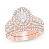 Thumbnail Image 1 of 1-1/2 CT. T.W. Composite Diamond Double Oval Frame Multi-Row Bridal Set in 10K Rose Gold