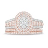 Thumbnail Image 4 of 1-1/2 CT. T.W. Composite Diamond Double Oval Frame Multi-Row Bridal Set in 10K Rose Gold