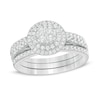 Thumbnail Image 1 of 1 CT. T.W. Composite Diamond Double Frame Vintage-Style Three Piece Bridal Set in 10K White Gold