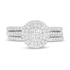 Thumbnail Image 3 of 1 CT. T.W. Composite Diamond Double Frame Vintage-Style Three Piece Bridal Set in 10K White Gold