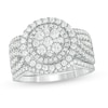 Thumbnail Image 0 of 1-1/2 CT. T.W. Composite Diamond Double Frame Multi-Row Three Piece Bridal Set in 10K White Gold