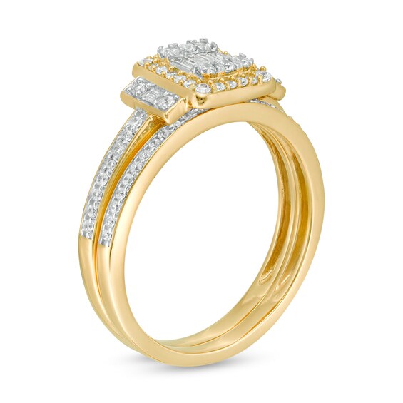 1/2 CT. T.w. Composite Diamond Frame Collar Bridal Set in 10K Gold