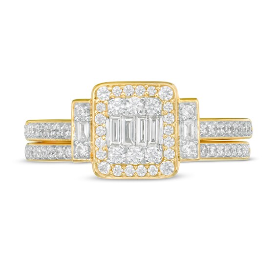 1/2 CT. T.w. Composite Diamond Frame Collar Bridal Set in 10K Gold