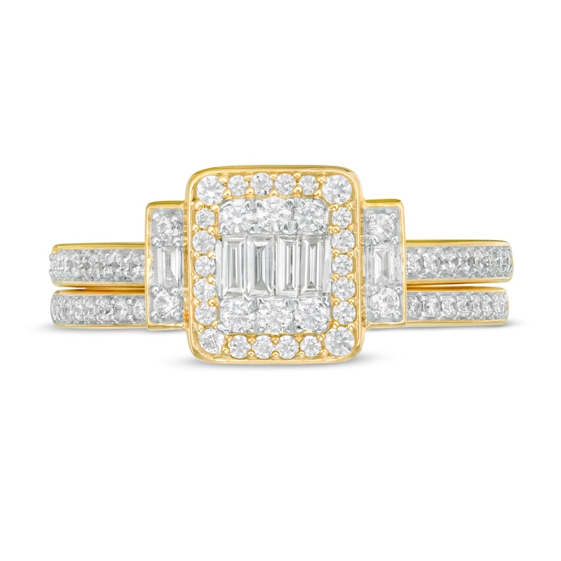Main Image 4 of 1/2 CT. T.W. Composite Diamond Frame Collar Bridal Set in 10K Gold