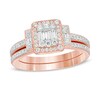Thumbnail Image 1 of 1/2 CT. T.W. Composite Diamond Frame Collar Bridal Set in 10K Rose Gold