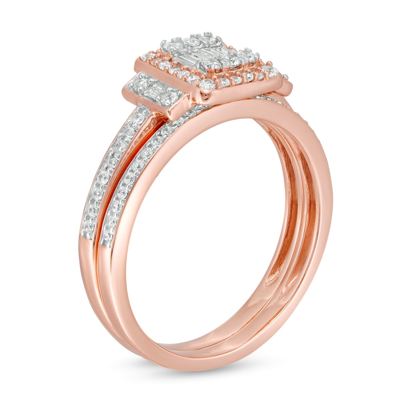 Main Image 3 of 1/2 CT. T.W. Composite Diamond Frame Collar Bridal Set in 10K Rose Gold