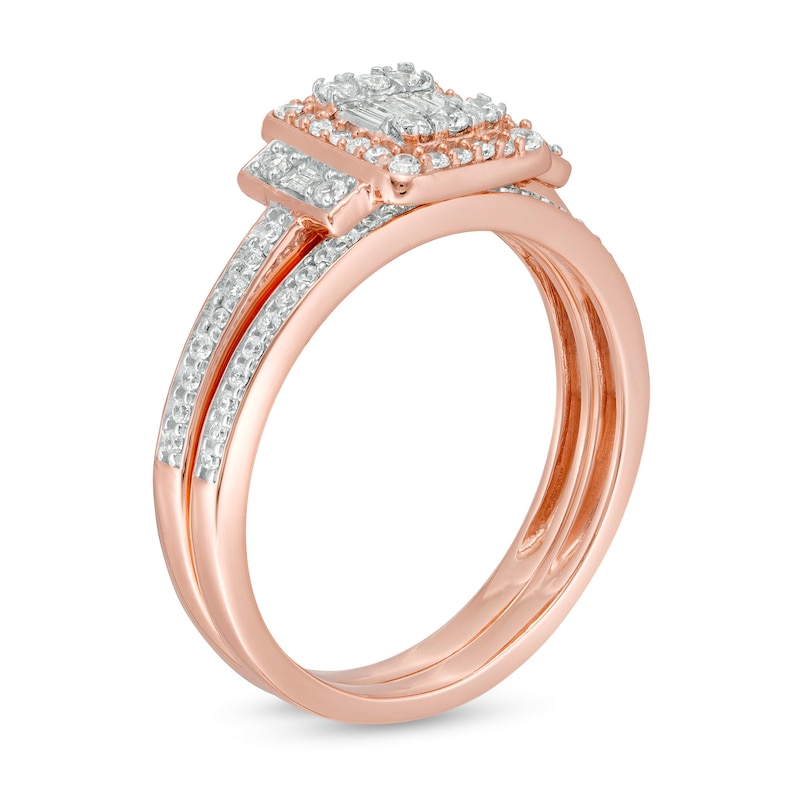 1/2 CT. T.W. Composite Diamond Frame Collar Bridal Set in 10K Rose Gold