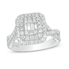 Thumbnail Image 0 of 1 CT. T.W. Composite Diamond Double Cushion Frame Twist Shank Engagement Ring in 10K White Gold