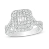 Thumbnail Image 1 of 1 CT. T.W. Composite Diamond Double Cushion Frame Twist Shank Engagement Ring in 10K White Gold