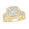 1-5/8 CT. T.W. Diamond Double Cushion Frame Twist Shank Engagement Ring in 10K Gold
