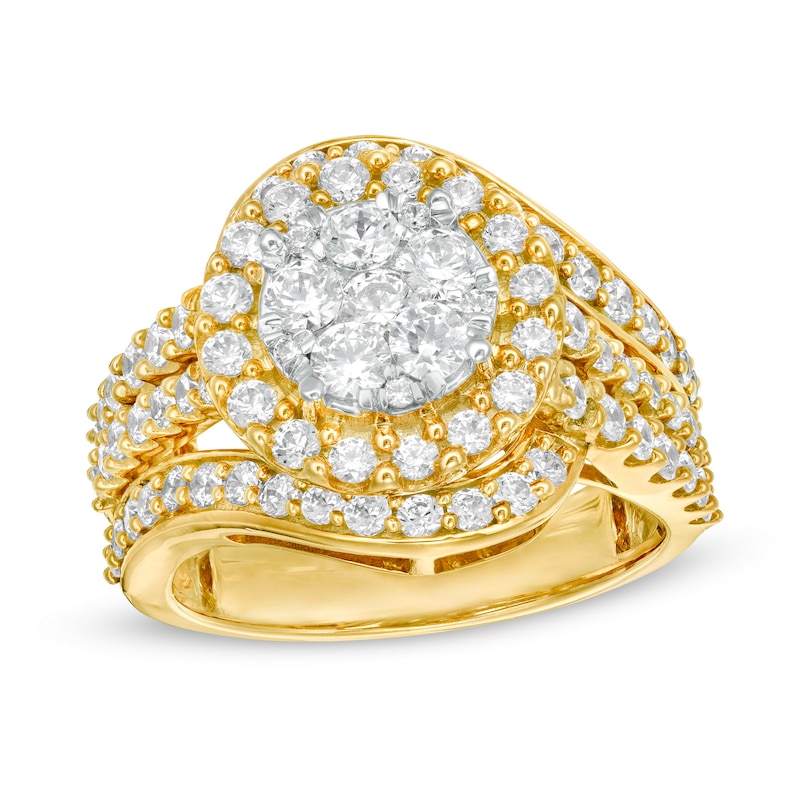 Main Image 1 of 2 CT. T.W. Composite Diamond Bypass Multi-Row Split Shank Engagement Ring in 10K Gold