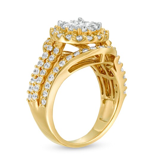 2 CT. T.w. Composite Diamond Bypass Multi-Row Split Shank Engagement Ring in 10K Gold
