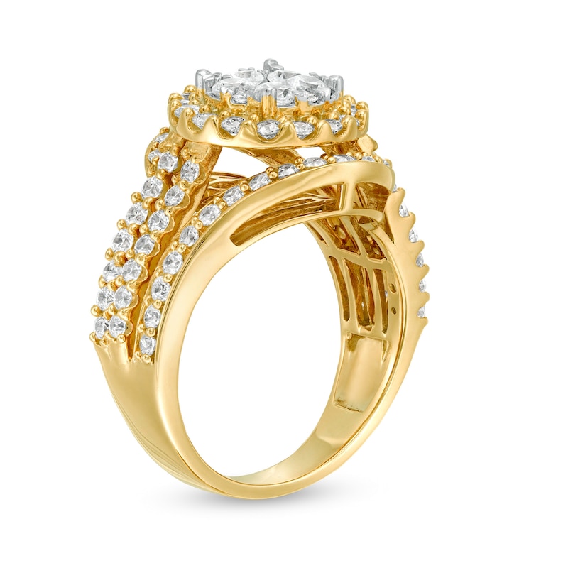 Main Image 3 of 2 CT. T.W. Composite Diamond Bypass Multi-Row Split Shank Engagement Ring in 10K Gold