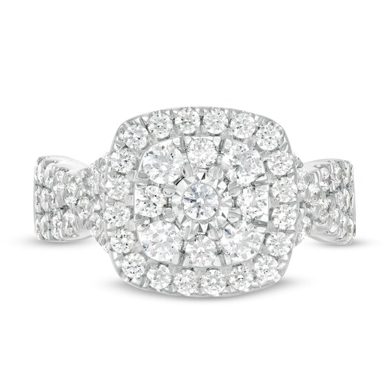 1-5/8 CT. T.w. Diamond Double Cushion Frame Twist Shank Engagement Ring in 10K White Gold