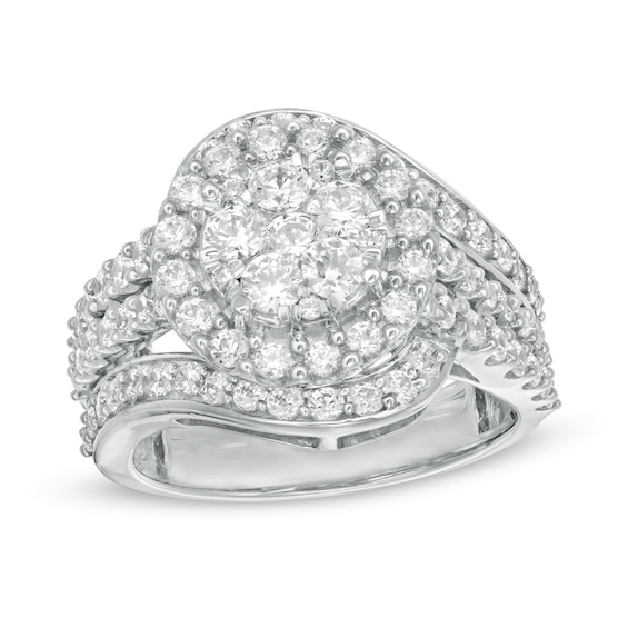 2 CT. T.w. Composite Diamond Bypass Multi-Row Split Shank Engagement Ring in 10K Gold