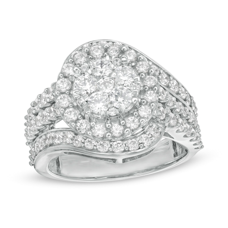 Main Image 1 of 2 CT. T.W. Composite Diamond Bypass Multi-Row Split Shank Engagement Ring in 10K White Gold