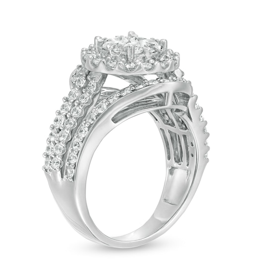 2 CT. T.w. Composite Diamond Bypass Multi-Row Split Shank Engagement Ring in 10K White Gold