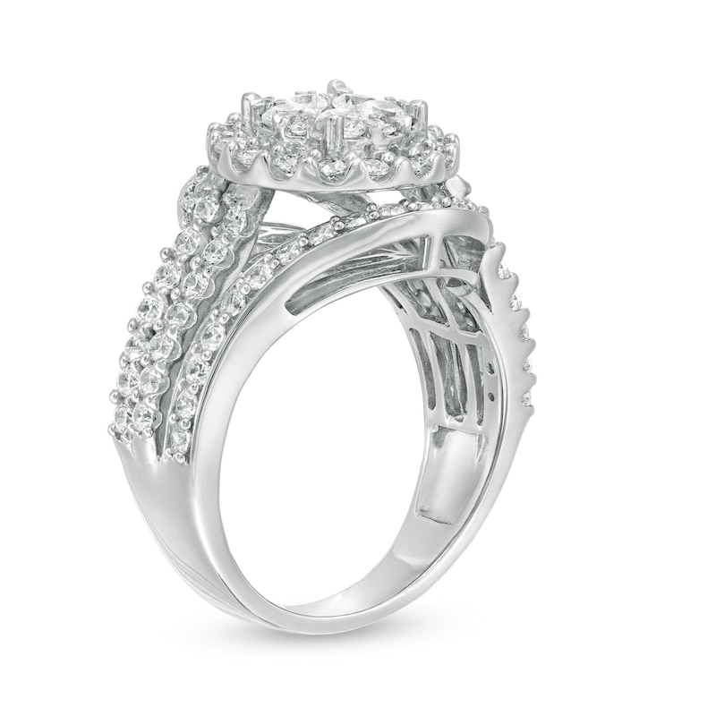 Main Image 3 of 2 CT. T.W. Composite Diamond Bypass Multi-Row Split Shank Engagement Ring in 10K White Gold