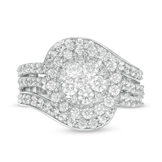2 CT. T.w. Composite Diamond Bypass Multi-Row Split Shank Engagement Ring in 10K White Gold