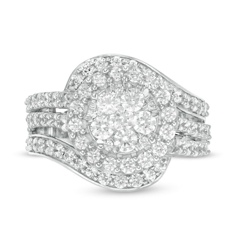 2 CT. T.W. Composite Diamond Bypass Multi-Row Split Shank Engagement Ring in 10K White Gold