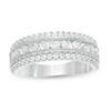 Thumbnail Image 1 of 1-1/3 CT. T.W. Diamond Triple Row Vintage-Style Anniversary Ring in 10K White Gold
